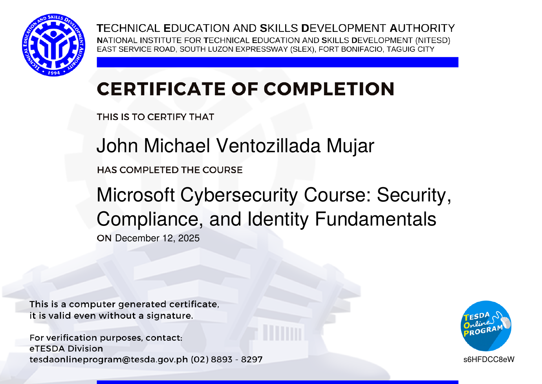 Microsoft Cybersecurity Certificate
